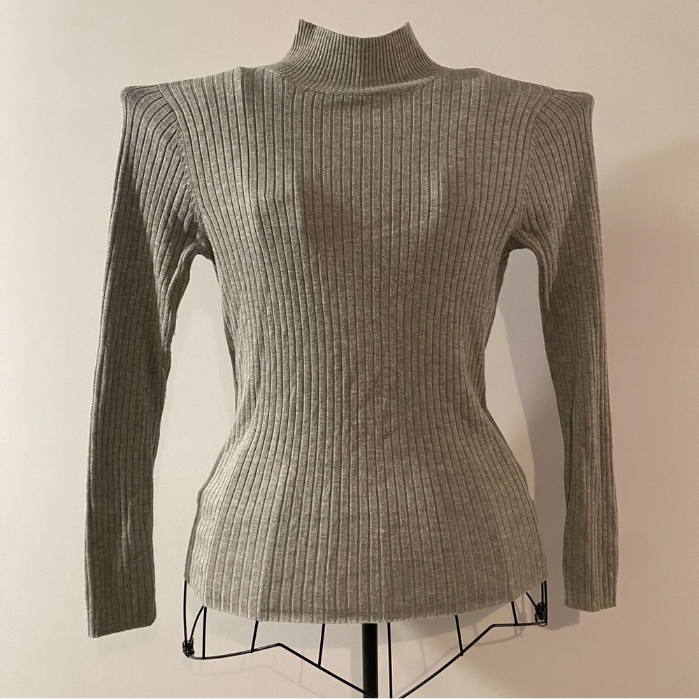 Society 212 Rayon Blend Mock Turtleneck Long Sleeve Ribbed Pullover Size L